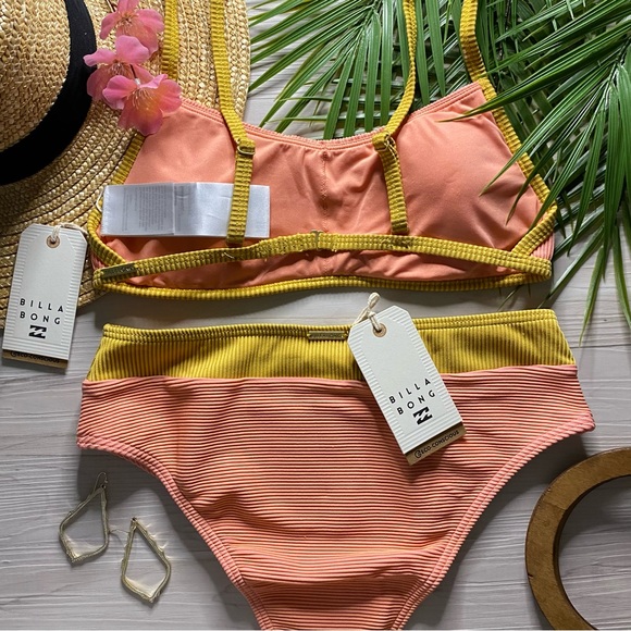 Billabong 💛 Color Block Square Bralette Bikini Top | Hi Maui Cheeky Bottom - Picture 7 of 15